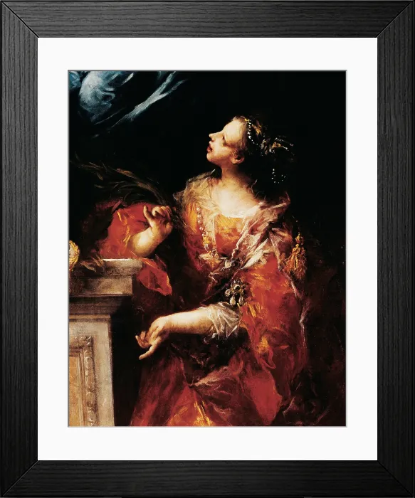 Framed Print : Guardi Giovanni Antonio, Madonna Enthroned and Saints, 18th Century, canvas, Italy, Lombardy, Cerete Basso, Bergamo, Parish Church