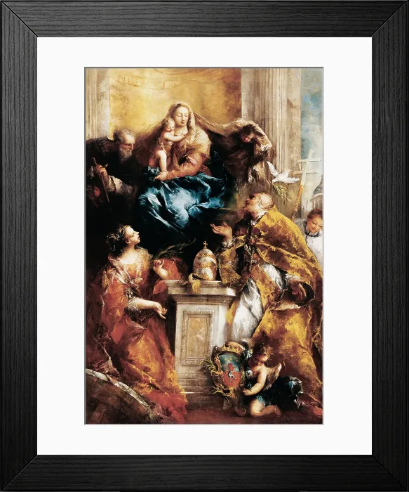 Framed Print : Guardi Giovanni Antonio, Madonna Enthroned and Saints, 18th Century, canvas, Italy, Lombardy, Cerete Basso, Bergamo, Parish Church