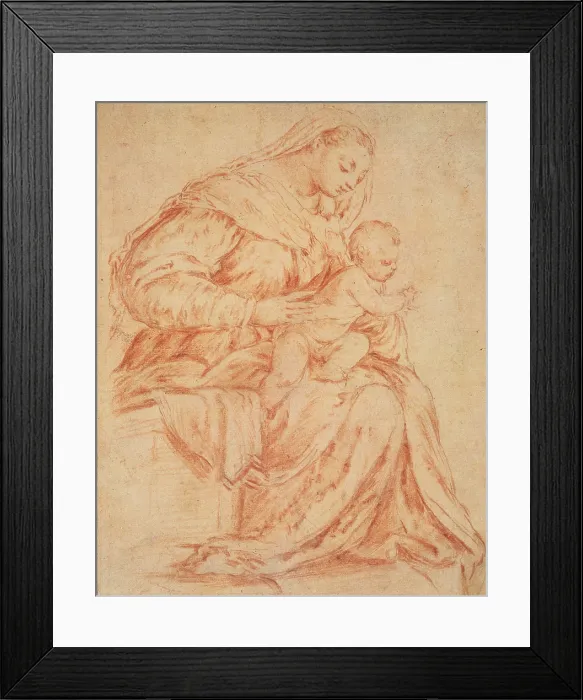 Framed Print : Da Ponte Jacopo know as Bassano, Enthroned Madonna and Child, 1573, 16th Century, black and red chalk on paper, Italy Framed Print : Da Ponte Jacopo know as Bassano, Enthroned Madonna and Child, 1573, 16th Century, black and red chalk on paper, Italy