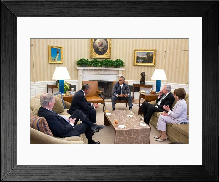 Framed Print : President Obama meets with Congressional leadership on foreign policy issues, including Iraq. June 18, 2014. L-R: Sen Framed Print : President Obama meets with Congressional leadership on foreign policy issues, including Iraq. June 18, 2014. L-R: Sen