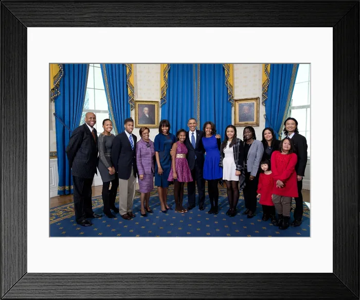 Framed Print : President Barack Obama with his multi-ethnic extended family, Jan 20, 2013