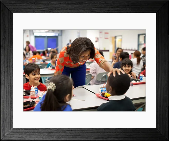 Framed Print : First Lady Michelle Obama at Parklawn Elementary School in Alexandria, Va. Jan. 25, 2012