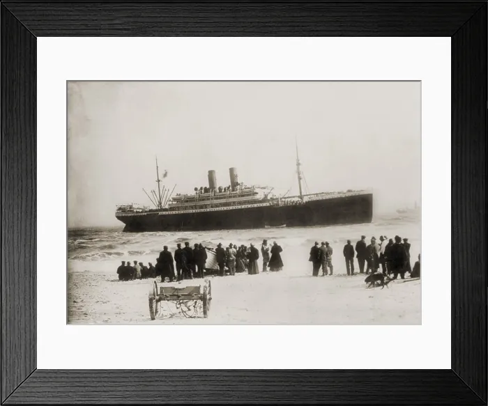 Framed Print : Immigrant ship from Italy, the PRINCESS IRENE, grounded in the Atlantic Ocean off the coast of Long Island. 1911 Framed Print : Immigrant ship from Italy, the PRINCESS IRENE, grounded in the Atlantic Ocean off the coast of Long Island. 1911