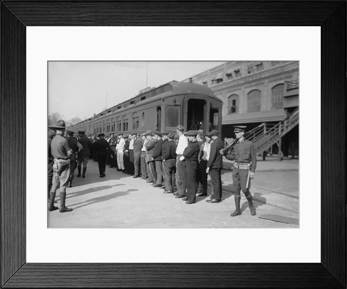 Framed Print : Germans in Hoboken, New Jersey, rounded up for deportation during World War I