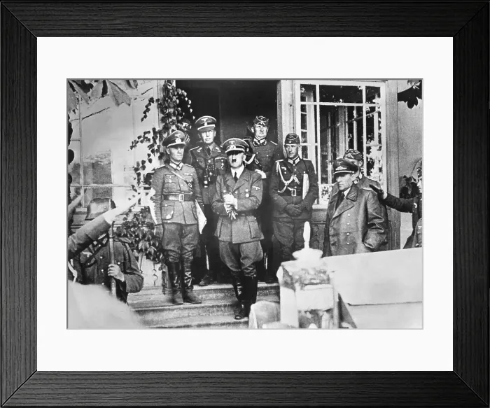Framed Print : Adolf Hitler leaving his overnight quarters at the war front in Poland. World War 2. Sept. 16, 1939. (BSLOC_2014_7_64)