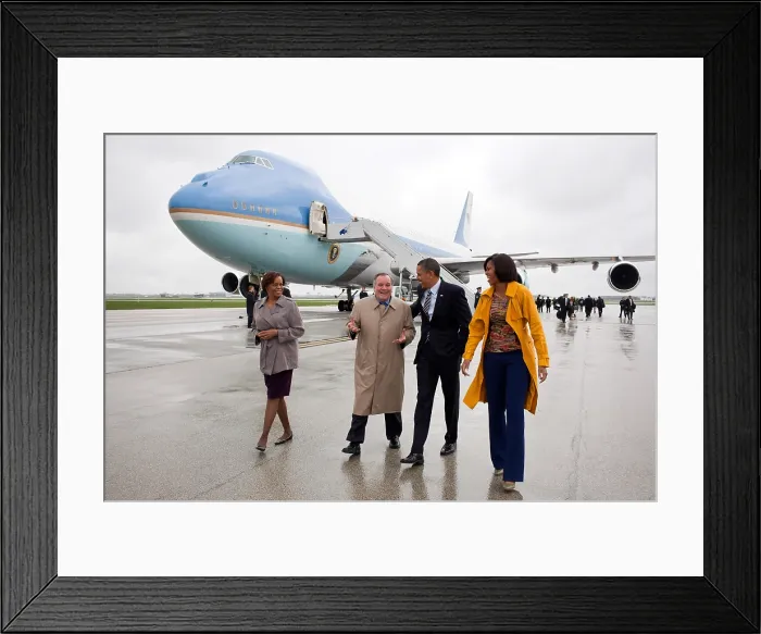 Framed Print : President Barack and Michelle Obama, Marian Robinson with Chicago Mayor Richard Daley