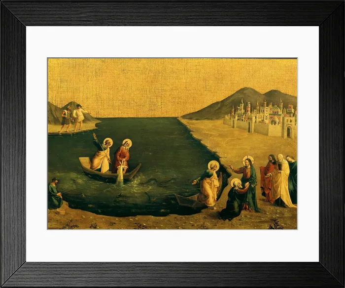Framed Print : The Vocation of the Sons of Zebedee, by copy from Tommaso di Cristofano Fini known as Masolino da Panicale, 15th Century, - Italy, Tuscany, Florence, Private Collection. All