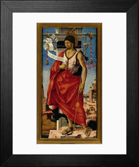 Framed Print : Griffoni Polyptych St John the Baptist, by Francesco Del Cossa, 1470 - 1473 about, 15th Century, tempera and oil on panel, cm 112 x 55 - Italy, Lombardy, Milan, Brera Art Gallery Framed Print : Griffoni Polyptych St John the Baptist, by Francesco Del Cossa, 1470 - 1473 about, 15th Century, tempera and oil on panel, cm 112 x 55 - Italy, Lombardy, Milan, Brera Art Gallery