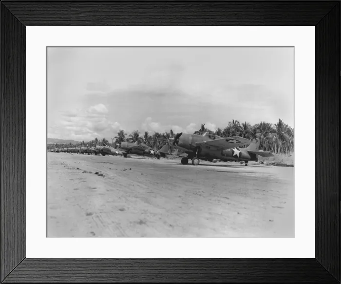 Framed Print : U.S. Grumman F4F Wildcat planes on the fighter strip at Henderson Field, Guadalcanal. Jan. 1943 in the Solomon Islands during World War 2. (BSLOC_2013_14_28) Framed Print : U.S. Grumman F4F Wildcat planes on the fighter strip at Henderson Field, Guadalcanal. Jan. 1943 in the Solomon Islands during World War 2. (BSLOC_2013_14_28)
