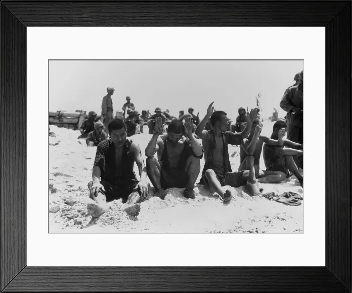 Framed Print : Four Japanese prisoners taken during the Battle of Tarawa, Nov. 20-23, 1943 Framed Print : Four Japanese prisoners taken during the Battle of Tarawa, Nov. 20-23, 1943
