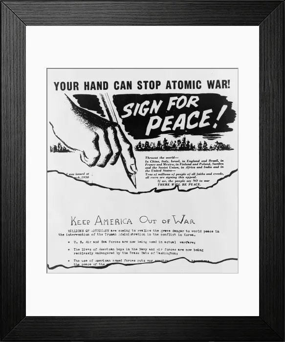 Framed Print : Anti-war leaflet and petition distributed in Cleveland by American Communists in 1950. (BSLOC_2015_2_35)
