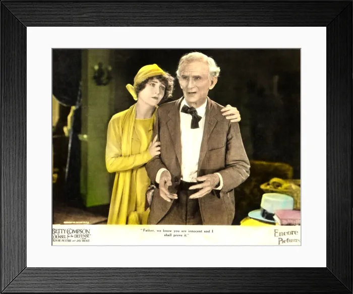 Framed Print : COUNSEL FOR THE DEFENSE, left: Betty Compson on lobbycard, 1925
