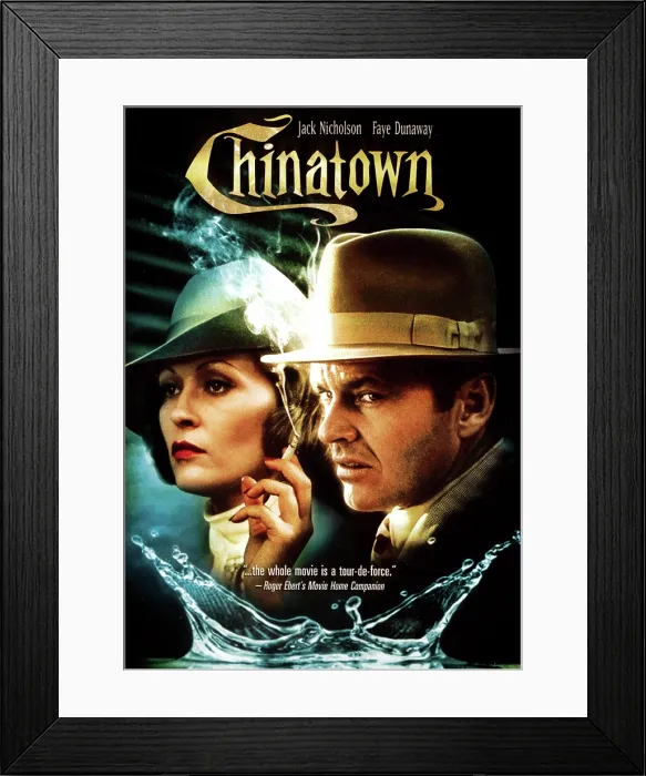Framed Print : CHINATOWN, from left: Faye Dunaway, Jack Nicholson, 1974