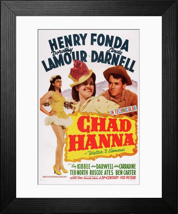 Framed Print : CHAD HANNA, US poster art, from left: Linda Darnell, Dorothy Lamour, Henry Fonda, 1940. TM and Copyright 20th Century Fox Film Corp Framed Print : CHAD HANNA, US poster art, from left: Linda Darnell, Dorothy Lamour, Henry Fonda, 1940. TM and Copyright 20th Century Fox Film Corp