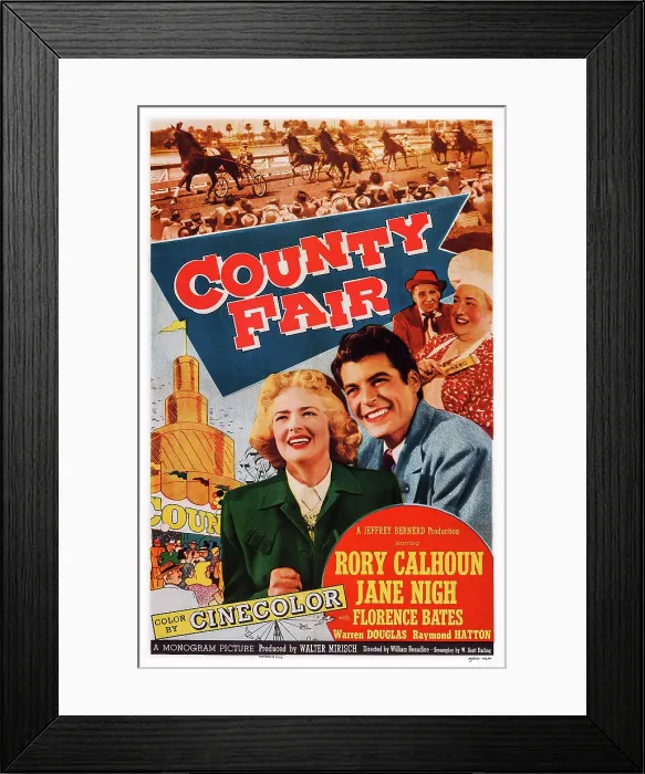 Framed Print : COUNTY FAIR, US poster art, from bottom left: Jane Nigh, Rory Calhoun, Florence Bates, Raymond Hatton, 1950 Framed Print : COUNTY FAIR, US poster art, from bottom left: Jane Nigh, Rory Calhoun, Florence Bates, Raymond Hatton, 1950