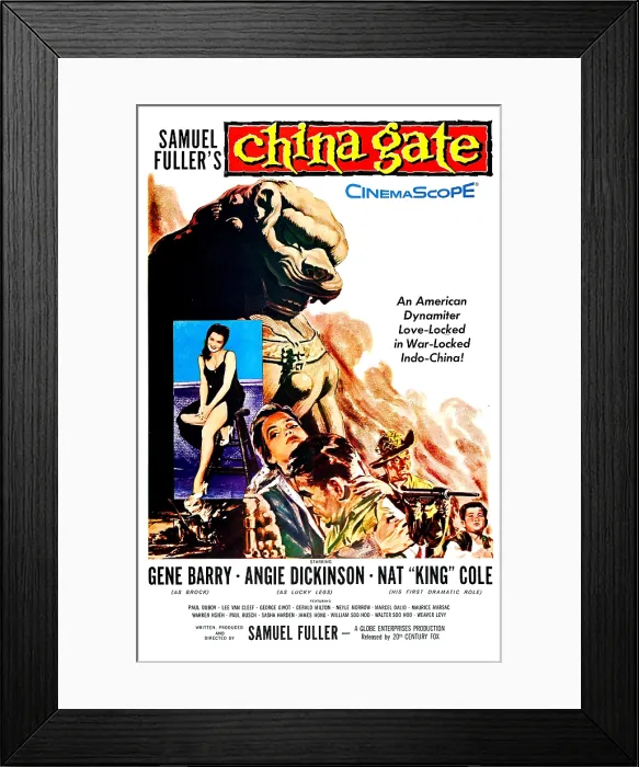 Framed Print : CHINA GATE, US poster, from left: Angie Dickinson, Gene Barry, Nat King Cole, 1957, TM and copyright 20th Century Fox Film Corp. All rights reserved