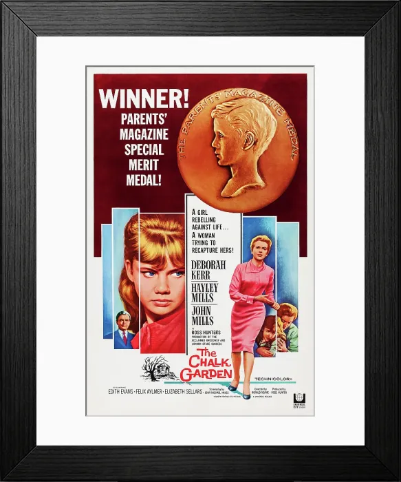 Framed Print : THE CHALK GARDEN, US poster art, John Mills, Haley Hills, Deborah Kerr, 1964
