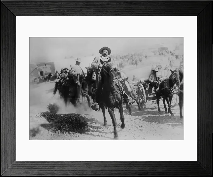Framed Print : Movie still of Pancho Villa in a cavalry charge, Battle of Ojinga, Chihuahua, Jan. 1914