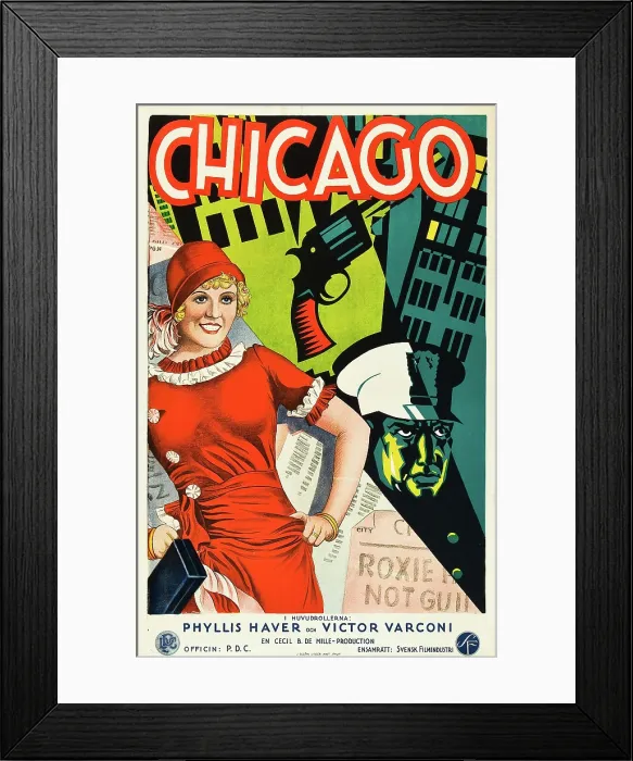 Framed Print : CHICAGO, left: Phyllis Haver on Swedish poster art, 1927