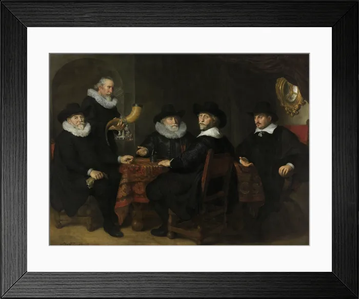 Framed Print : Four Governors of the Arquebusiers Civic Guard, Amsterdam, by Govert Flinck, 1642, Dutch painting, oil on canvas
