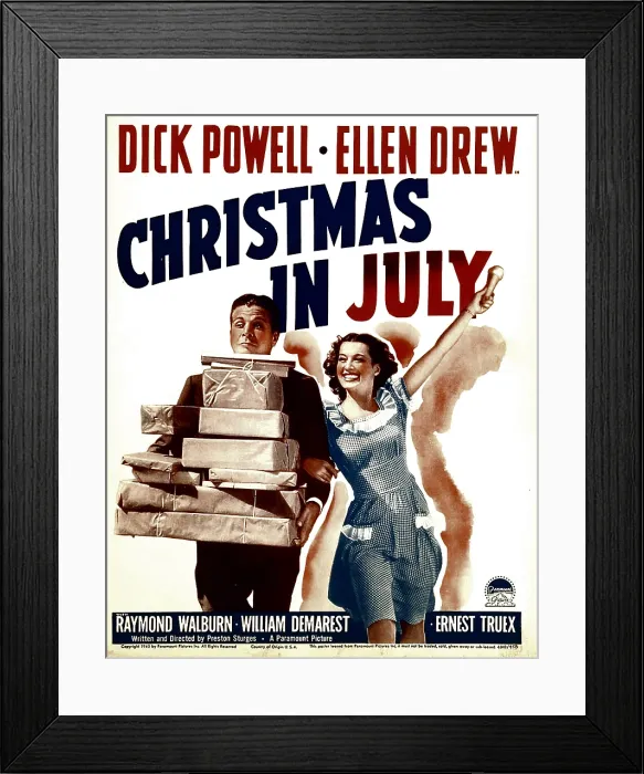 Framed Print : CHRISTMAS IN JULY, from left: Dick Powell, Ellen Drew on window card, 1940