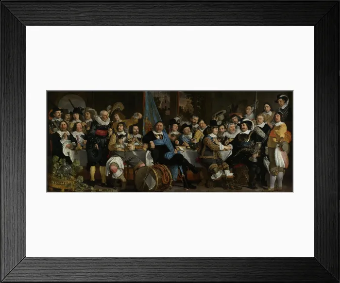 Framed Print : Banquet at the Crossbowmen's Guild in Celebration of the Treaty of Munster, c. 1648. By Bartholomeus van der Helst, Dutch painting, oil on canvas