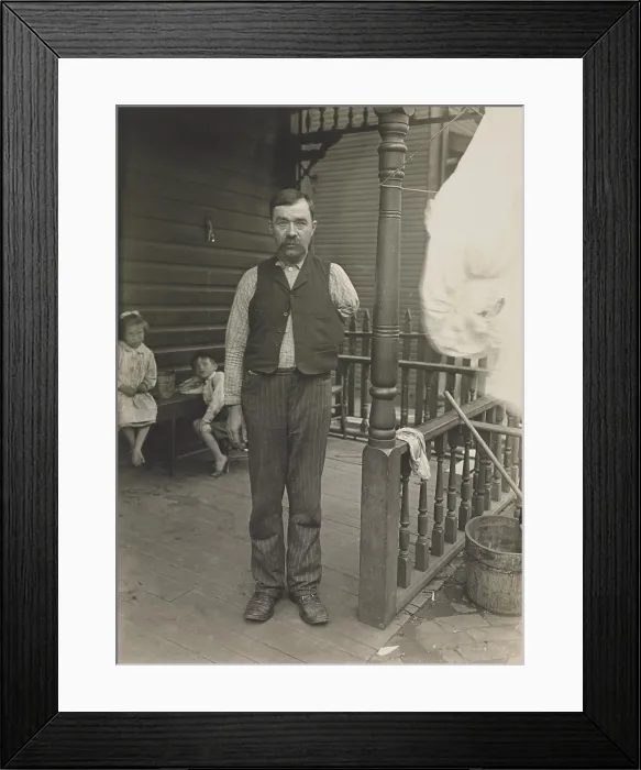 Framed Print : Pittsburgh worker who lost his arm can no longer support his wife and three children. 1910 photo by Lewis Hine (BSLOC_2018_1_135) Framed Print : Pittsburgh worker who lost his arm can no longer support his wife and three children. 1910 photo by Lewis Hine (BSLOC_2018_1_135)