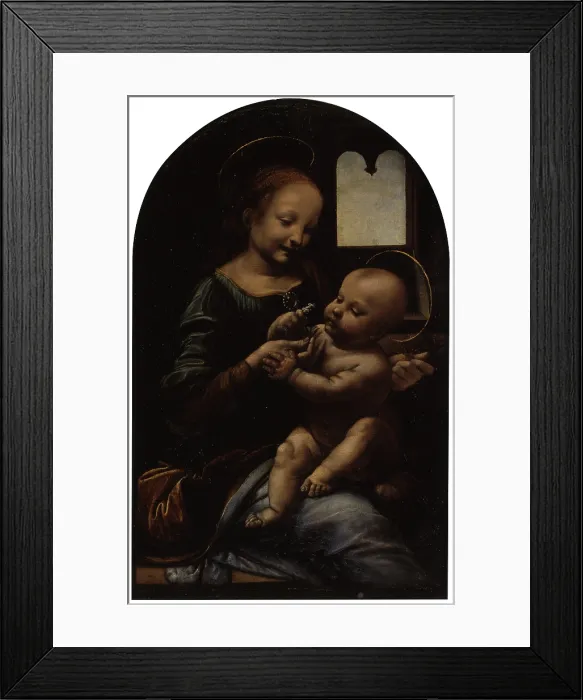 Framed Print : Madonna Benois, by Leonardo da Vinci, 1478 - 1480, 15th Century, oil on board relocated on canvas - Russia, St. Petersburg, The State Hermitage Museum. Whole artwork view