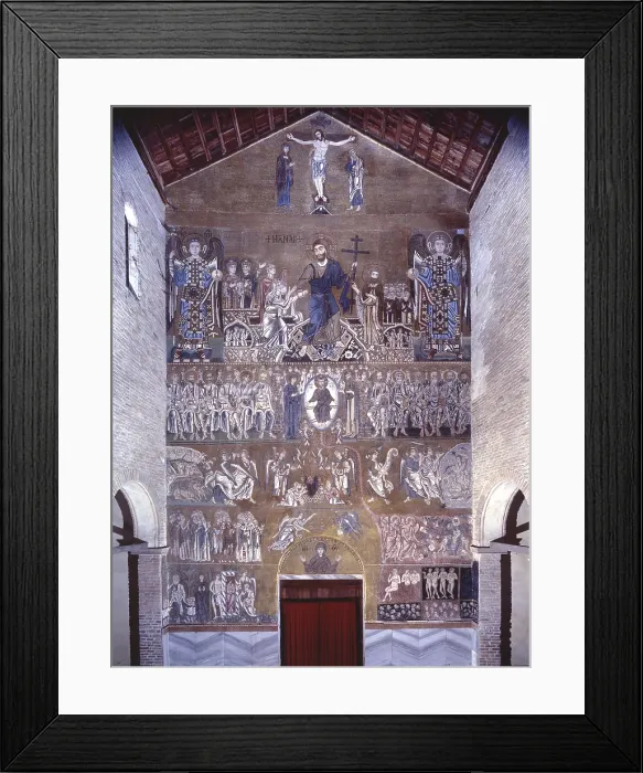 Framed Print : Crucifixion, Anastasis, Apostolic Tribunal and Judgment, by Unknown Greek Artist, 11th Century, mosaic - Italy, Veneto, Venice, Cathedral of Santa Maria Assunta