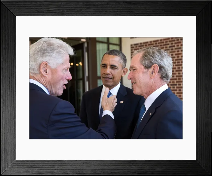 Framed Print : President Barack Obama with former Presidents Bill Clinton and George W. Bush. April 25, 2013. They were attending the dedication of the George W Framed Print : President Barack Obama with former Presidents Bill Clinton and George W. Bush. April 25, 2013. They were attending the dedication of the George W