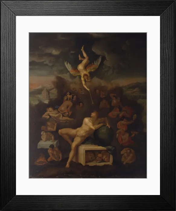 Framed Print : The Dream (Il sogno), by Unknown Artist, 16th Century, oil on board - Italy, Tuscany, Florence, Buonarroti House. Whole artwork view