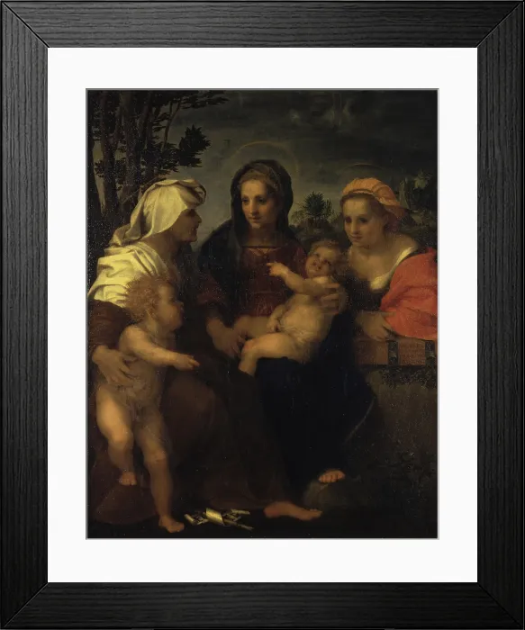Framed Print : Madonna and Child with Saints, by Andrea d'Agnolo also known as Andrea del Sarto, 1513 - 1519, 16th Century, oil on board transferred to canvas - Russia, St Framed Print : Madonna and Child with Saints, by Andrea d'Agnolo also known as Andrea del Sarto, 1513 - 1519, 16th Century, oil on board transferred to canvas - Russia, St