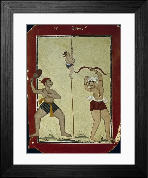 Framed Print : Three athletes into action. School of Bilaspur (1770). Mughal art. FRANCE. Paris. Marco Polo Gallery. - BeBa / Iberfoto / Everett Collection (596779)**US SALES ONLY**
