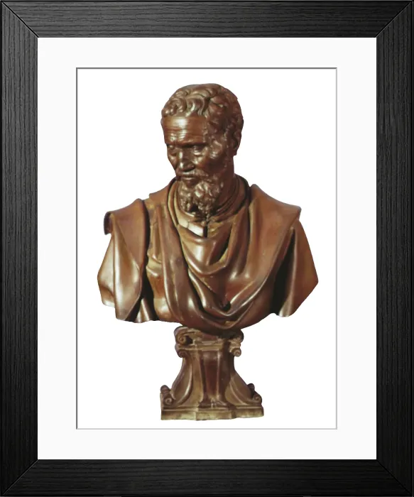 Framed Print : Michelangelo (1475-1564). Italian Renaissance artist. Bust of Michelangelo. 16th c. Work by Volterra, Daniele da (1509-1566). Mannerism art. ; Renaissance art. Cinquecento Framed Print : Michelangelo (1475-1564). Italian Renaissance artist. Bust of Michelangelo. 16th c. Work by Volterra, Daniele da (1509-1566). Mannerism art. ; Renaissance art. Cinquecento