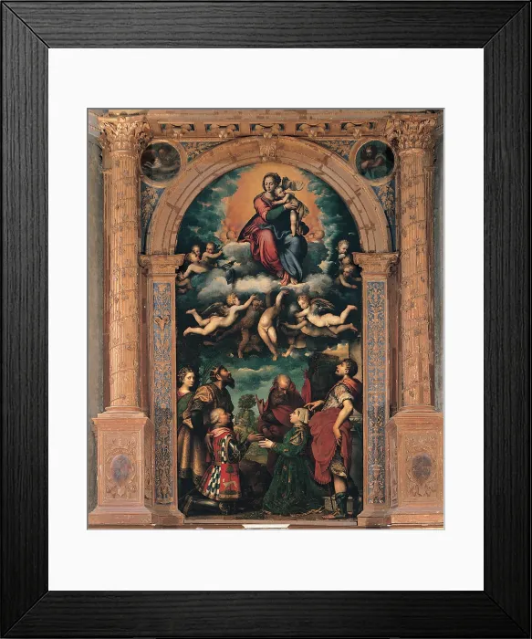 Framed Print : Campi Giulio, Glorified Madonna with the Donors Francesco Sforza and Bianca Maria Visconti (The Sforza Altarpiece), 1502 - 1572, 16th Century, canvas, Italy, Lombardy, Cremona
