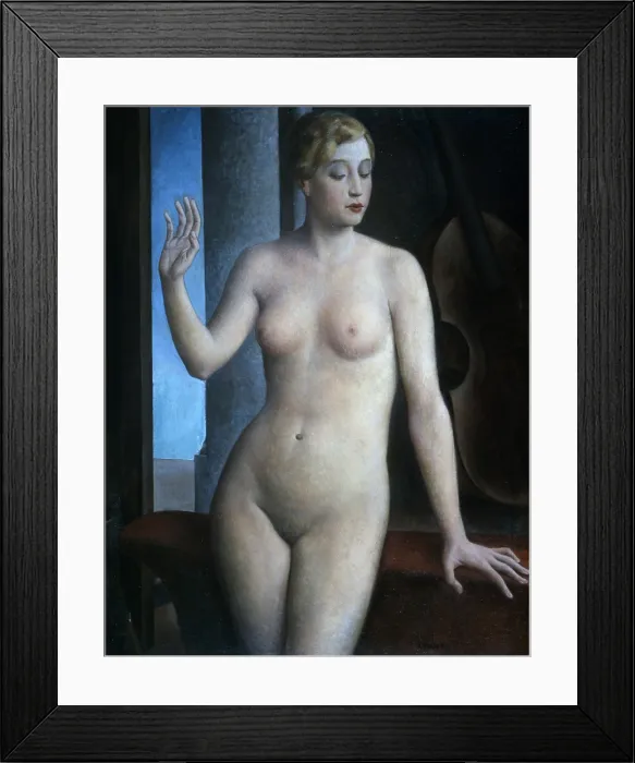 Framed Print : Female Nude, by Ubaldo Oppi, 1927, 20th Century, oil on canvas, 131 x 105 cm - Private collection. Whole artwork view
