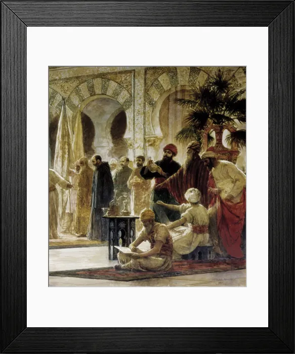 Framed Print : BAIXERAS i VERDAGUER, Dionis (1862-1943). Abd al-Rahman III Receiving the Ambassador. 1885. Reception of the caliph to an Ambassador of Emperor Otto I, the monk John of Gorze Framed Print : BAIXERAS i VERDAGUER, Dionis (1862-1943). Abd al-Rahman III Receiving the Ambassador. 1885. Reception of the caliph to an Ambassador of Emperor Otto I, the monk John of Gorze