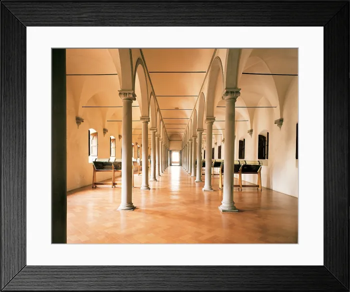Framed Print : Michelozzi Michelozzo di Bartolomeo known as Michelozzo, Library of the Convent of San Marco in Florence, 1442 - 1444, 15th Century, Italy, Tuscany, Florence