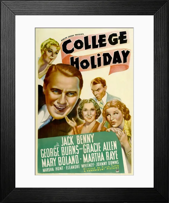 Framed Print : COLLEGE HOLIDAY, from left: Mary Boland, Jack Benny, Gracie Allen, George Burns, Martha Raye, 1936