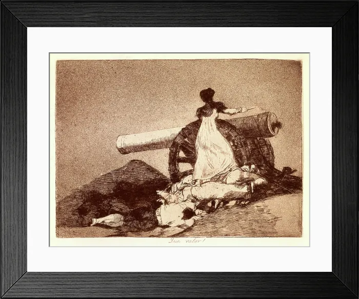 Framed Print : GOYA Y LUCIENTES, Francisco de (1746-1828). What courage! 1810 - 1812. 1810-1812. Plate 7 of 'The Disasters of War'. Etching. SPAIN. Madrid. National Library Framed Print : GOYA Y LUCIENTES, Francisco de (1746-1828). What courage! 1810 - 1812. 1810-1812. Plate 7 of 'The Disasters of War'. Etching. SPAIN. Madrid. National Library