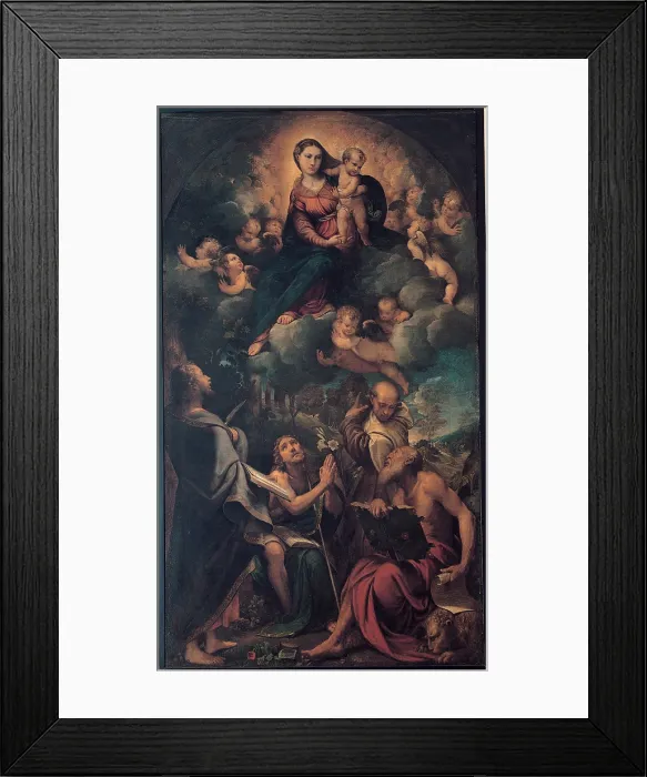 Framed Print : Boccaccino Camillo, Madonna in Glory with Child and Saints Bartholomew, John the Baptist, Albert and Jerome, 1532, 16th Century, oil on canvas, Italy, Lombardy, Milan Framed Print : Boccaccino Camillo, Madonna in Glory with Child and Saints Bartholomew, John the Baptist, Albert and Jerome, 1532, 16th Century, oil on canvas, Italy, Lombardy, Milan
