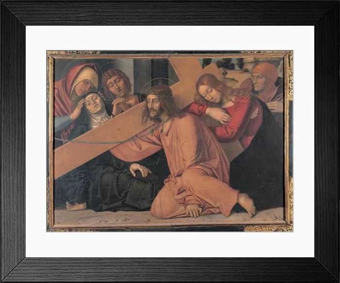 Framed Print : Bonsignori Francesco, Christ Fell under the Cross, 1487 - 1505, 15th Century, canvas, Italy, Lombardy, Mantua, Ducal Palace