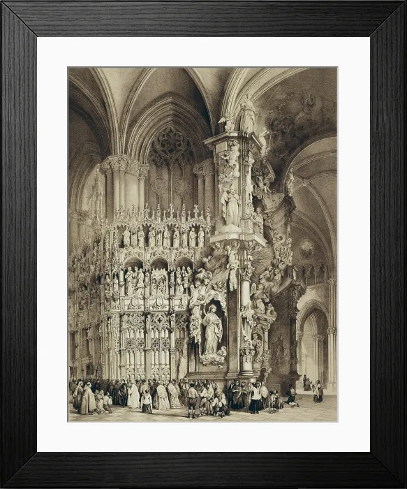 Framed Print : PEREZ VILLAAMIL, Jenaro (1807-1854). Espana artistica y monumental. 1842 - 1850. Altar called 'el Transparente' (transparent) in the Cathedral of Toledo