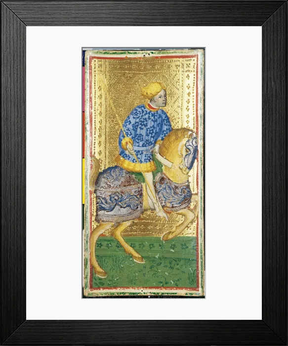 Framed Print : Bembo Bonifacio, The Knight of Spades Tarot Cards, 15th Century, paper, Italy, Lombardy, Milan, Brera Art Gallery (50129) Everett CollectionMondadori Portfolio**US SALES ONLY**