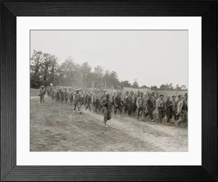 Framed Print : African American military police guard German POW's in France. Aug. 18, 1944, during World War 2. (BSLOC_2013_14_284)