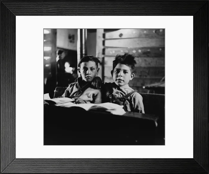 Framed Print : Two Spanish-American boys in a one-room school in the New Mexican mountains. The school had eight grades taught by two Spanish speaking teachers. 1943 photograph by John Collier Framed Print : Two Spanish-American boys in a one-room school in the New Mexican mountains. The school had eight grades taught by two Spanish speaking teachers. 1943 photograph by John Collier