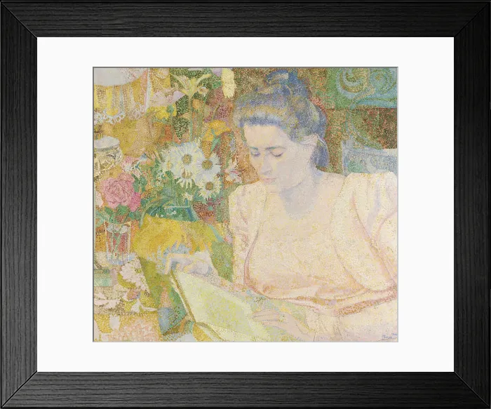 Framed Print : Portrait of Marie Jeanette de Lange, by Jan Toorop, 1900, Dutch painting, oil on canvas