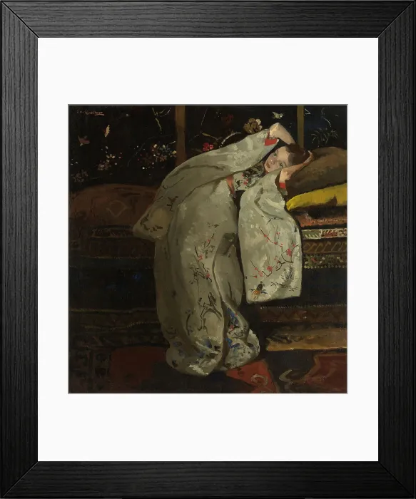Framed Print : Girl in a White Kimono, by George Hendrik Breitner, 1894, Dutch painting, oil on canvas
