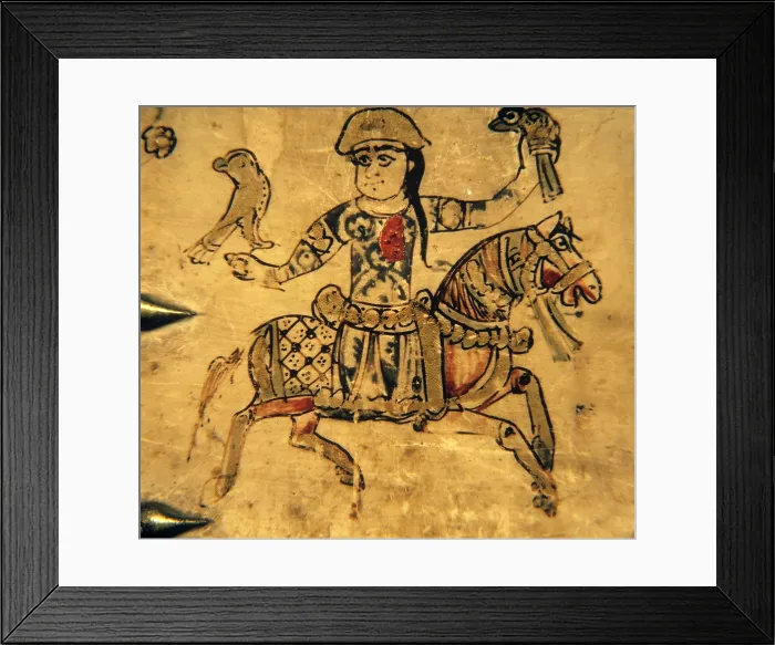 Framed Print : Casket, by Unknown Artist, 11th - 12th Century, ivory - Italy, Lazio, Veroli, Treasure of the Cathedral of St. Andrew. Detail. Detail of figure of a falconer Framed Print : Casket, by Unknown Artist, 11th - 12th Century, ivory - Italy, Lazio, Veroli, Treasure of the Cathedral of St. Andrew. Detail. Detail of figure of a falconer