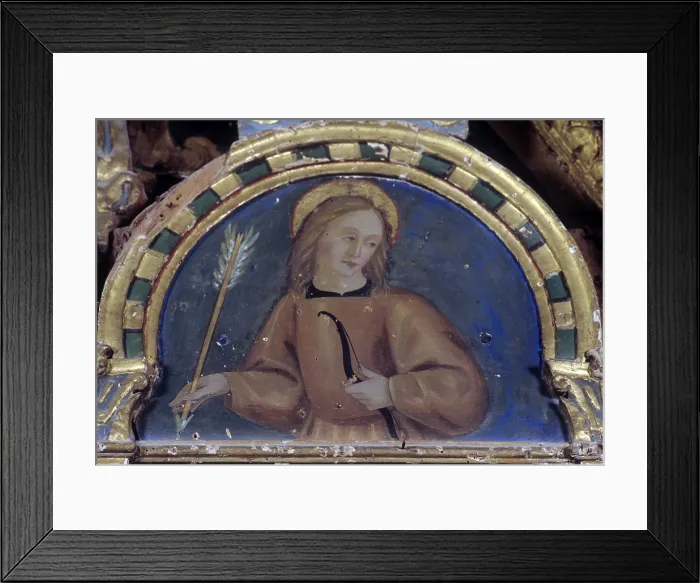 Framed Print : Polyptych of saint James of Pergola, by Girolamo Nardini, 1490 - 1510, 15th Century, oil on board - Italy, Marche, Pergola, Church of saint James. Detail Framed Print : Polyptych of saint James of Pergola, by Girolamo Nardini, 1490 - 1510, 15th Century, oil on board - Italy, Marche, Pergola, Church of saint James. Detail